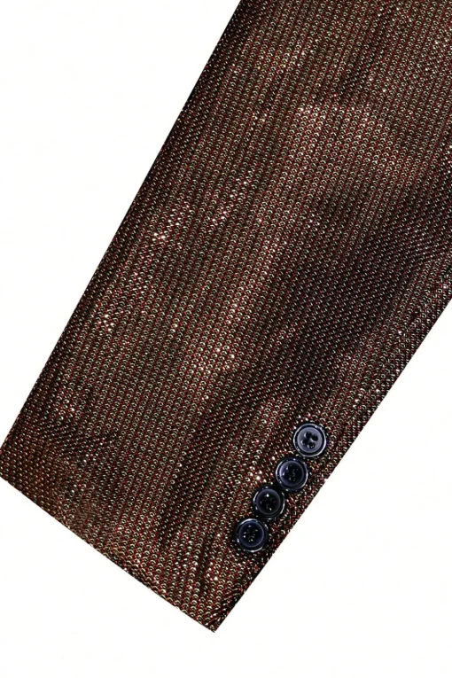 Sparkly Brown One Button Shawl Lapel Men's Blazer