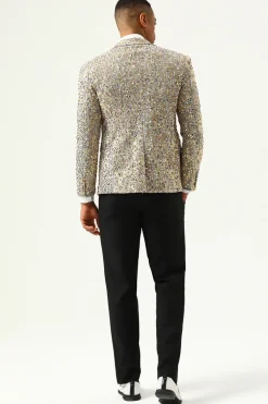 Sparkly Champagne Sequins Notched Lapel Men's Prom Blazer