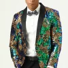 Sparkly Dark Green Sequins Men's Prom Blazer