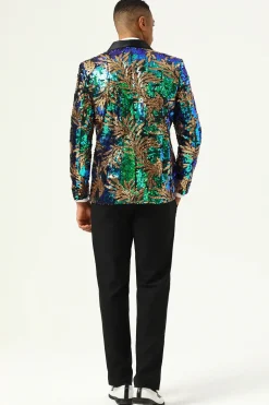 Sparkly Dark Green Sequins Men's Prom Blazer