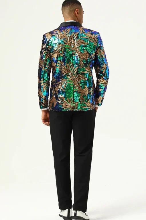 Sparkly Dark Green Sequins Men's Prom Blazer