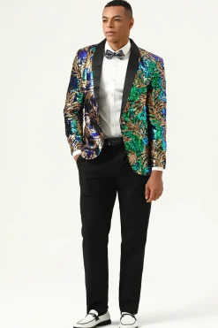Sparkly Dark Green Sequins Men's Prom Blazer