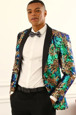 Sparkly Dark Green Sequins Men's Prom Blazer