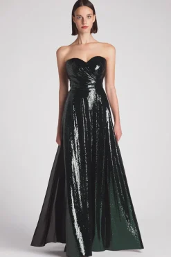 Sparkly Dark Green Sweetheart Long Formal Dress