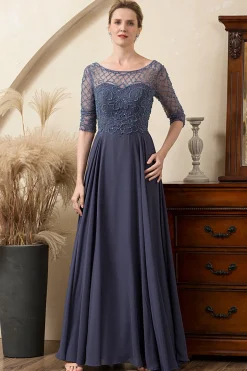 Sparkly Grey Blue Beaded Mother of the Bride Dress