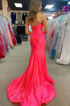 Sparkly Mermaid Sweetheart Corset Long Prom Dress with Slit