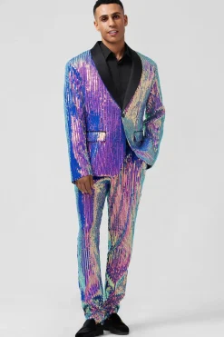 Sparkly Purple Shawl Lapel One Button 2 Pieces Men's Prom Suits