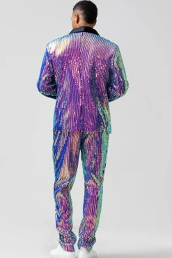Sparkly Purple Shawl Lapel One Button 2 Pieces Men's Prom Suits