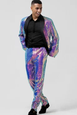 Sparkly Purple Shawl Lapel One Button 2 Pieces Men's Prom Suits