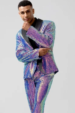 Sparkly Purple Shawl Lapel One Button 2 Pieces Men's Prom Suits