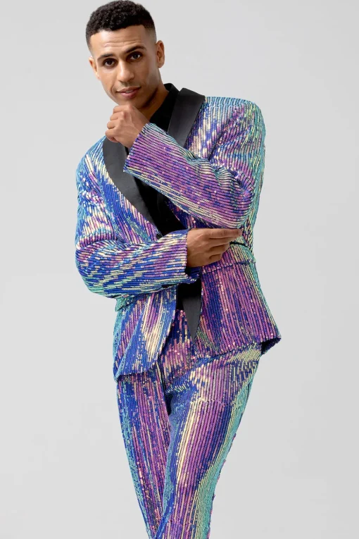 Sparkly Purple Shawl Lapel One Button 2 Pieces Men's Prom Suits