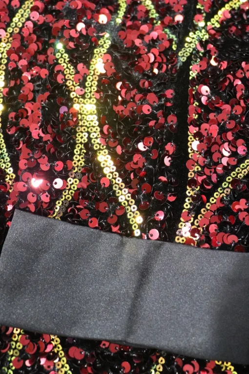 Sparkly Red Sequins Shawl Lapel Men's Party Blazer