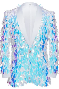 Sparkly Sequins White Shawl Lapel Men's Blazer