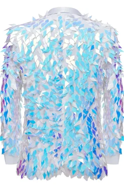 Sparkly Sequins White Shawl Lapel Men's Blazer