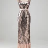 Sparkly Two-piece Sheath Prom Dress with Fringes