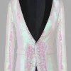 Sparkly White Sequins Peak Lapel Men's Prom Blazer