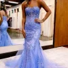Strapless Mermaid Corset Prom Dress with Appliques