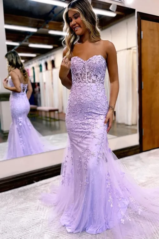 Strapless Mermaid Corset Prom Dress with Appliques