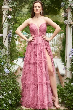 Sweetheart Dusty Rose A-Line Prom Dress with Print