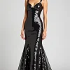 Sweetheart Long Sleeveless Lace Up Back Black Tie Dress