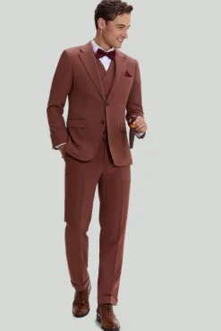 Tan Notched Lapel 3 Piece Single Breasted Prom Suits