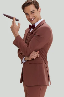 Tan Notched Lapel 3 Piece Single Breasted Prom Suits