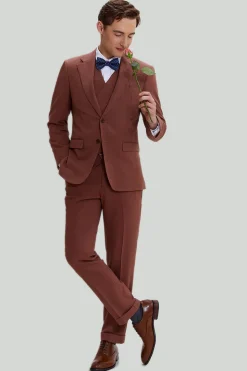 Tan Notched Lapel 3 Piece Single Breasted Prom Suits