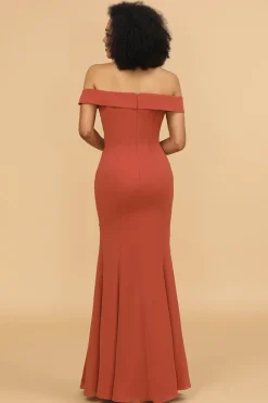 Terrocotta Mermaid Long Chiffon Bridesmaid Dress