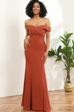 Terrocotta Mermaid Long Chiffon Bridesmaid Dress
