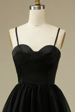 Tulle A-line Midi Simple Prom Dress