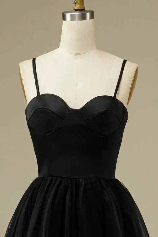 Tulle A-line Midi Simple Prom Dress