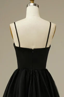 Tulle A-line Midi Simple Prom Dress