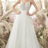 V neck Blackless Wedding Dress