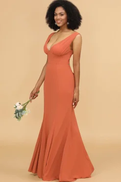 V-neck Mermaid Bridesmaid Dress