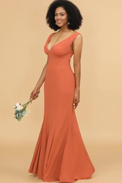 V-neck Mermaid Bridesmaid Dress