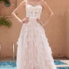 White Appliques A Line Sweetheart Corset Wedding Dress