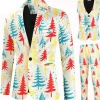 White Christmas Tree Printed 3 Piece Men's Suits