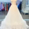 White Corset A-Line Sweetheart Long Prom Dress with Ruffles