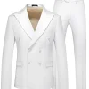 White Double Breasted 2 Piece Lapel Men's Formal Suits