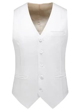 White Double Breasted 2 Piece Lapel Men's Formal Suits