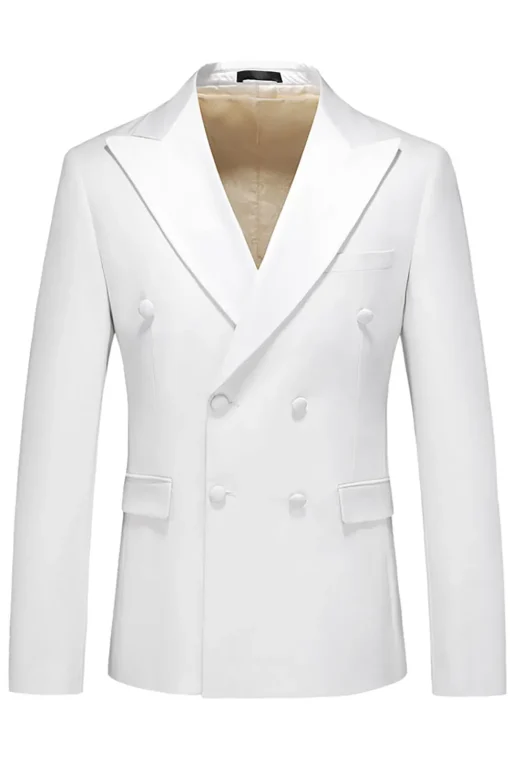 White Double Breasted 2 Piece Lapel Men's Formal Suits