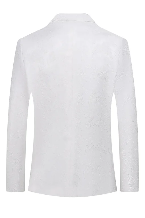 White Jacquard Double Breasted 2 Piece Men's Suits