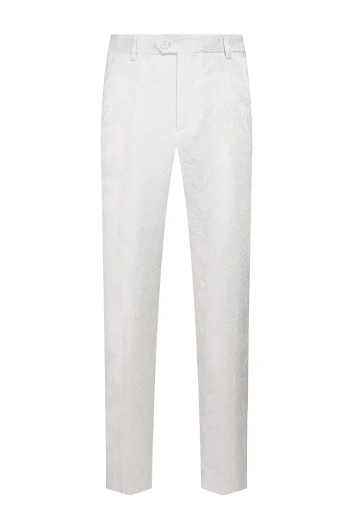 White Jacquard Double Breasted 2 Piece Men's Suits