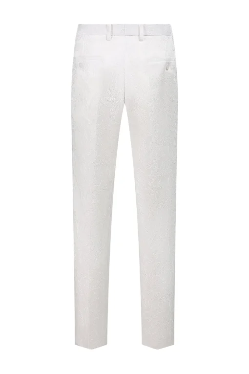 White Jacquard Double Breasted 2 Piece Men's Suits