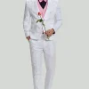 White Jacquard Satin 2 Piece Shawl Lapel Men's Prom Suits