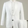 White Jacquard Shawl Lapel 3 Piece Prom Homecoming Suits
