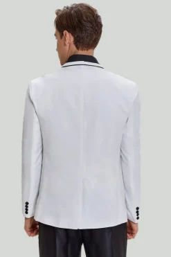 White Men's 3 Piece Shawl Lapel Prom Suits
