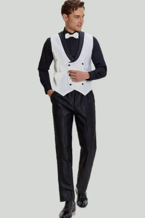 White Men's 3 Piece Shawl Lapel Prom Suits