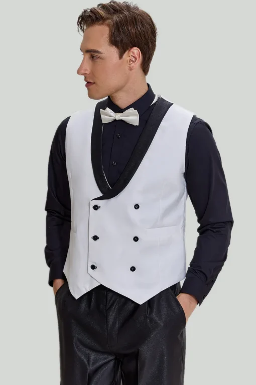 White Men's 3 Piece Shawl Lapel Prom Suits