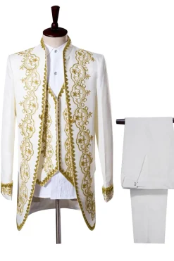 White Men's 3 Pieces Shawl Lapel Prom Suits